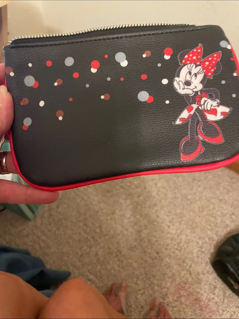 Minnie Mouse Black and Red Zip Pouch